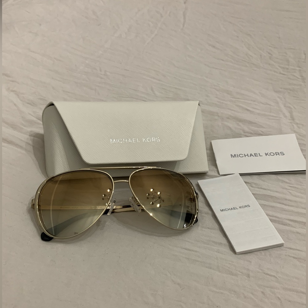 New Michael Kors aviator sunglasses gold mirror